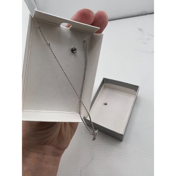 Rhodium Plated Cubic Zirconia Cluster Earrings & Pendant Set - Picture 3 of 5